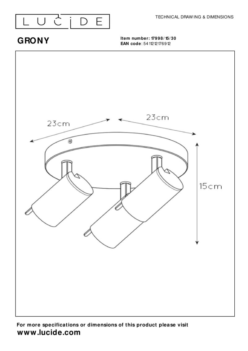 Lucide GRONY - Stropné bodové svietidlo - LED Dim to warm - GU10 - 3x5W 2200K/3000K - Black
